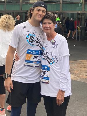 Grandson and I running the New York City Marathon for BHOF